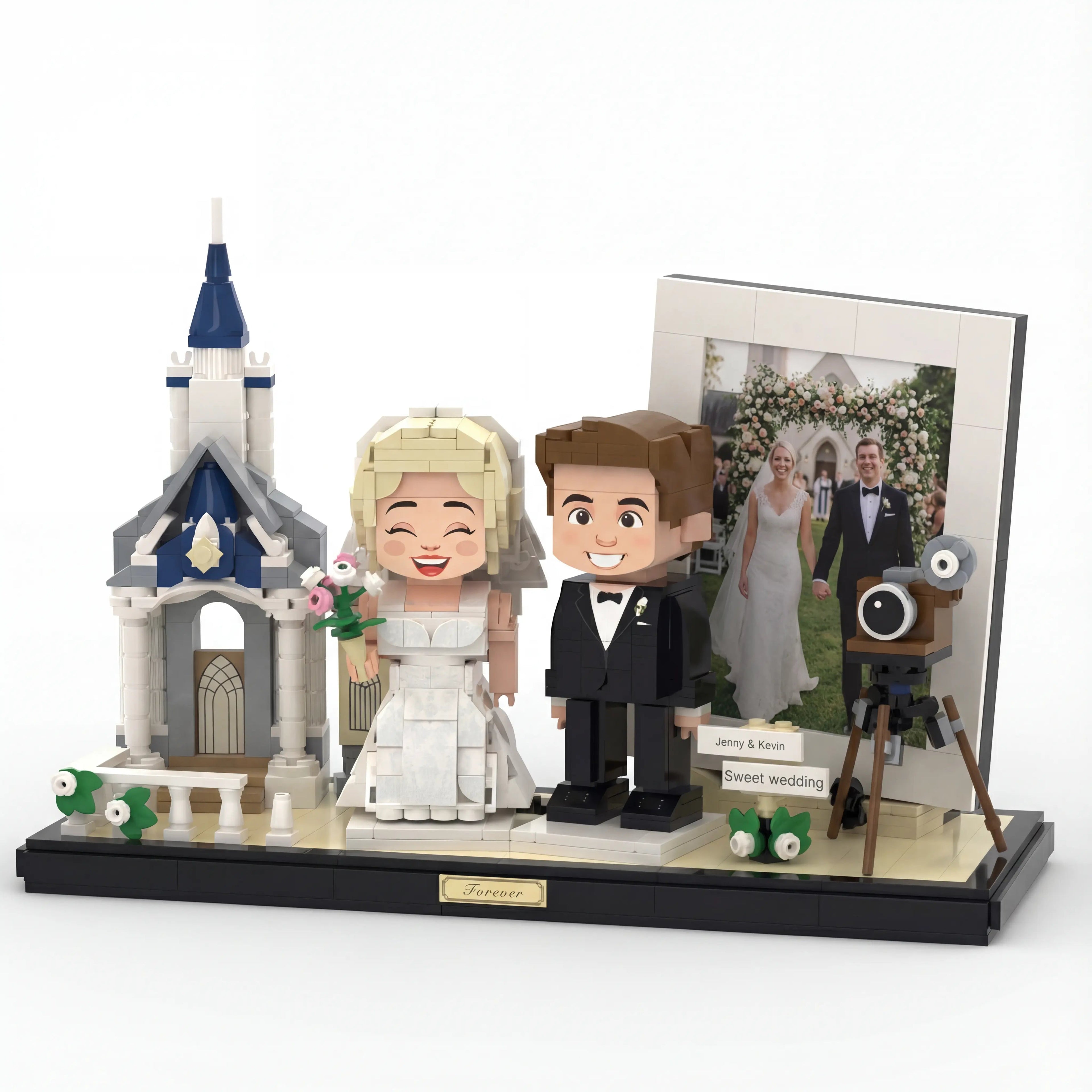 Personalized 'Forever' Wedding Celebration Building Set – Custom Couple & Photo Frame Display