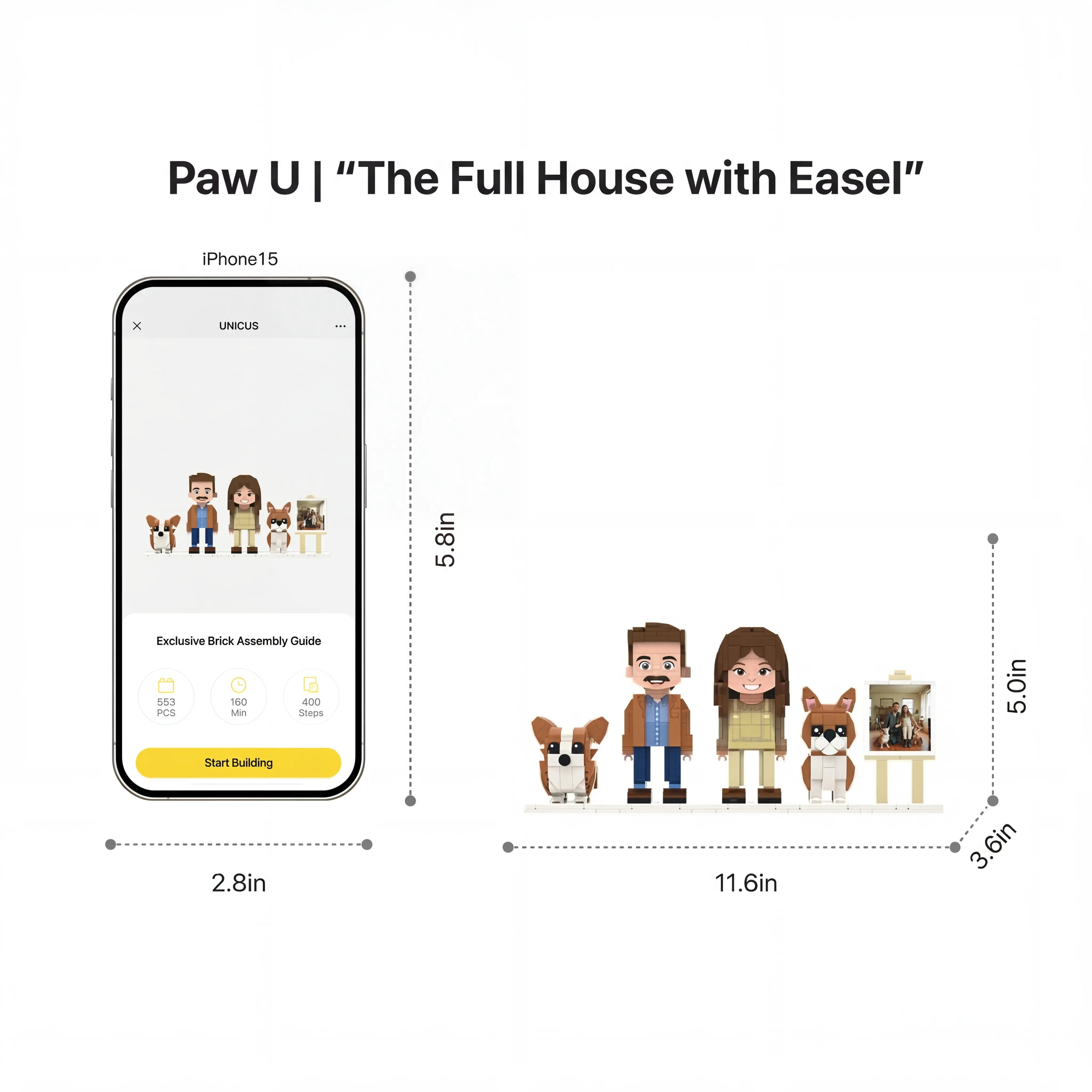 'The Full House' | Personalized 3D Brick Figure & Photo Display