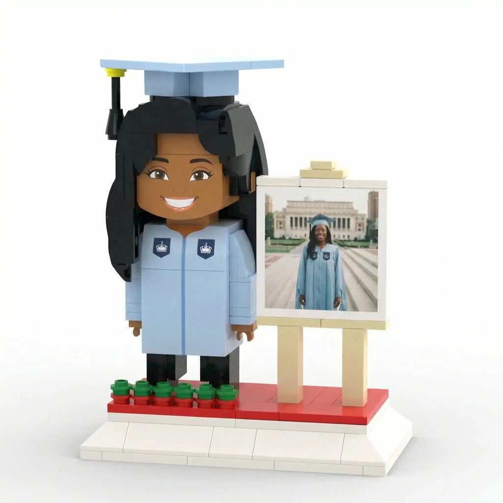 Graduation Edition | Personalized 3D Brick Figure with Photo Easel