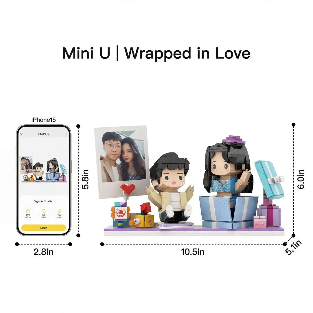 Wrapped in Love | Personalized 3D Brick Duo with Instant Photo