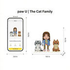 'Meow Duo' | Personalized Human & Two Cats 3D Brick Figure Set