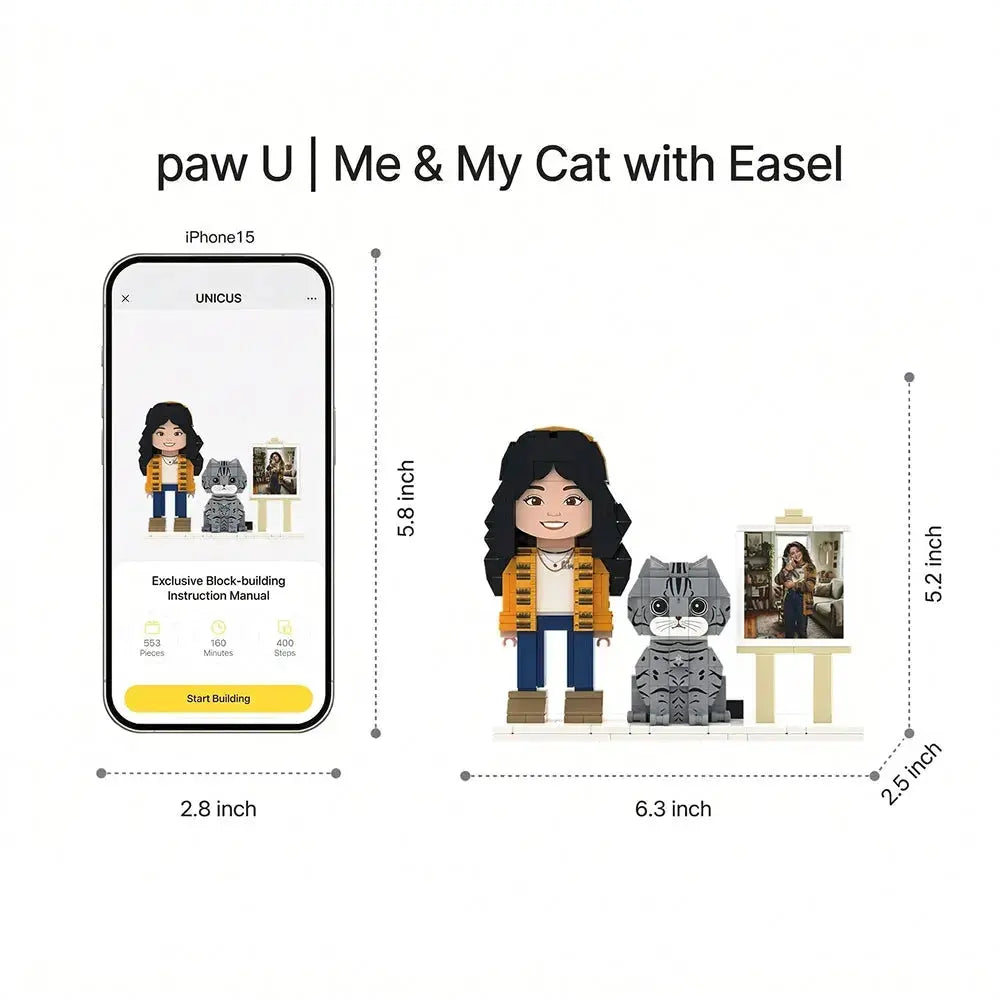 'Mini Us' | Personalized 3D Human & Cat Brick Figure Set