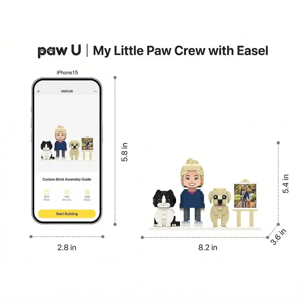 'My Pet Trio' | Personalized Human & Fur Babies Brick Figure Set