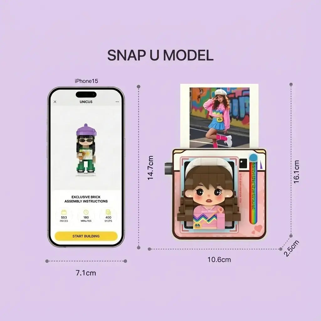 Pop | Personalized Polaroid-Style 3D Brick Figure Magnet
