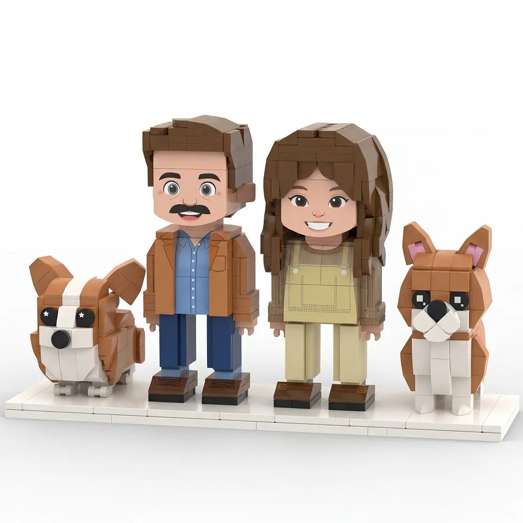 'The Full House' | Personalized 3D Brick Figure & Photo Display