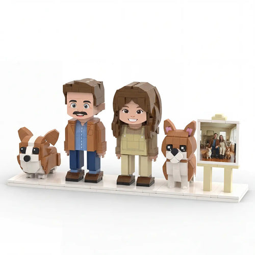 'The Full House' | Personalized 3D Brick Figure & Photo Display
