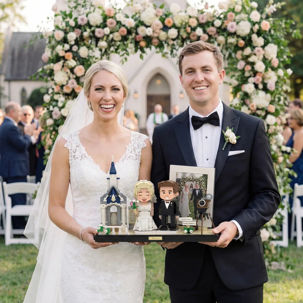 Personalized 'Forever' Wedding Celebration Building Set – Custom Couple & Photo Frame Display