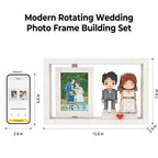 Modern Rotating Wedding Photo Frame Building Set - Personalized Couple Display with Heart Decor